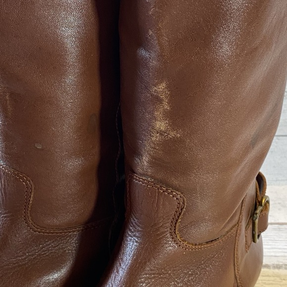 White Mountain Boots Womens 8.5 Brown Leather Pointed Riding Buckle Strap Tall - Picture 15 of 16